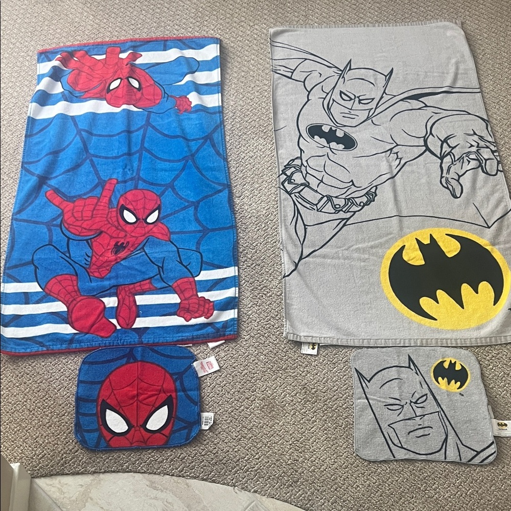 Spiderman & Batman Bath Towel and Washcloth Set